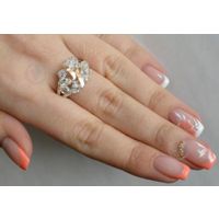 Серебряное кольцо Sil с золотыми вставками Белый (
