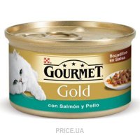 Gourmet Gold кусочки в подливе с лососем и цыпленком 0,085 кг