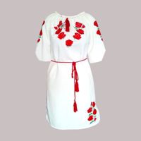 Платье вышитое Украинская вышиванка 309 цвет белый